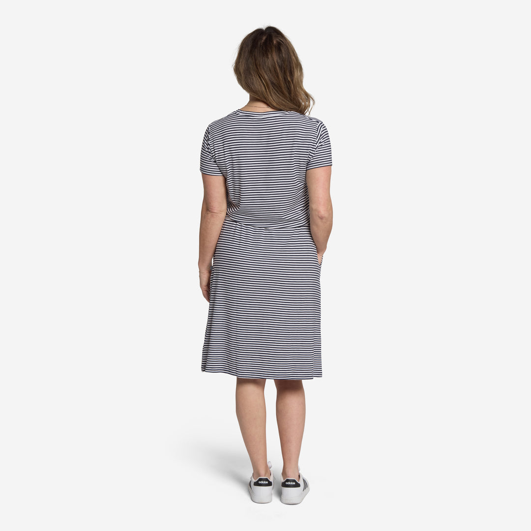 Carmen Dress Navy Stripes