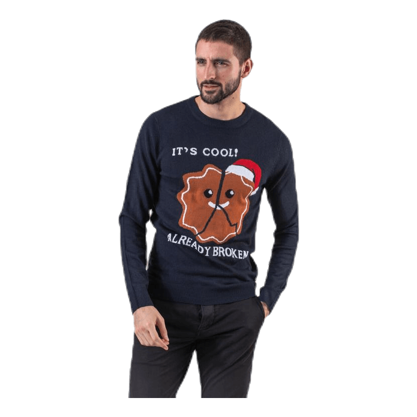 Crumble Knit Crew Neck Blue