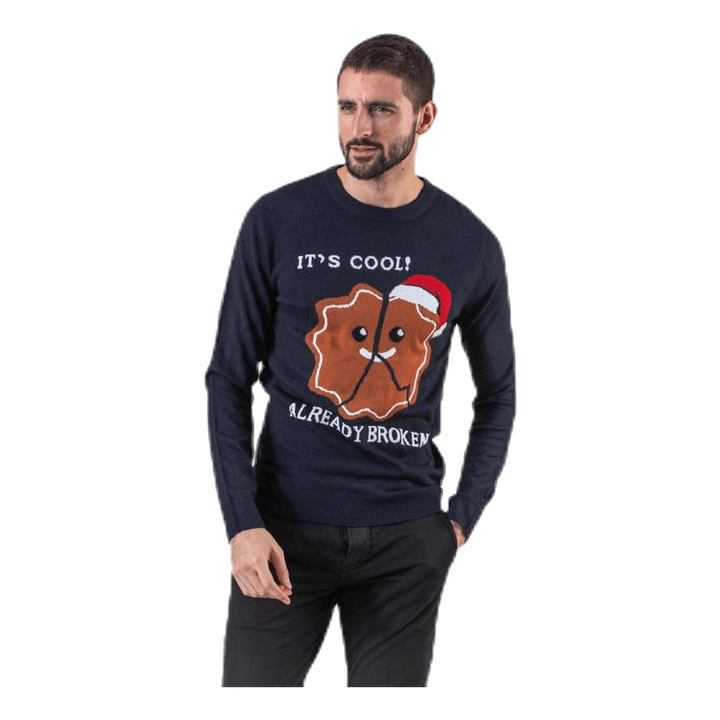 Crumble Knit Crew Neck Blue