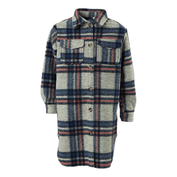Lou-Lou L/S Check Long Shacket Grey
