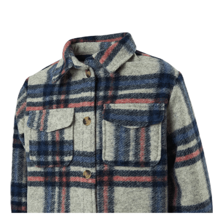 Lou-Lou L/S Check Long Shacket Grey