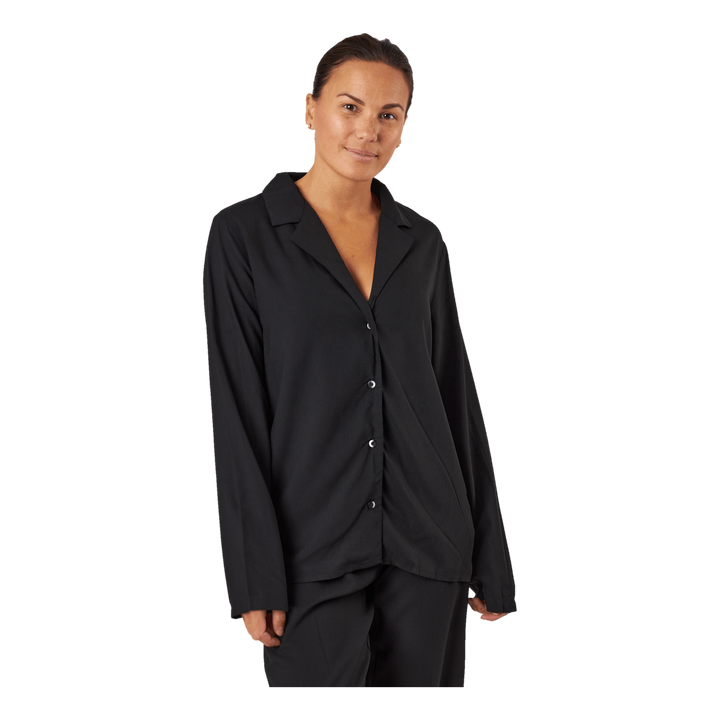 L/s V-neck (button Down) Black