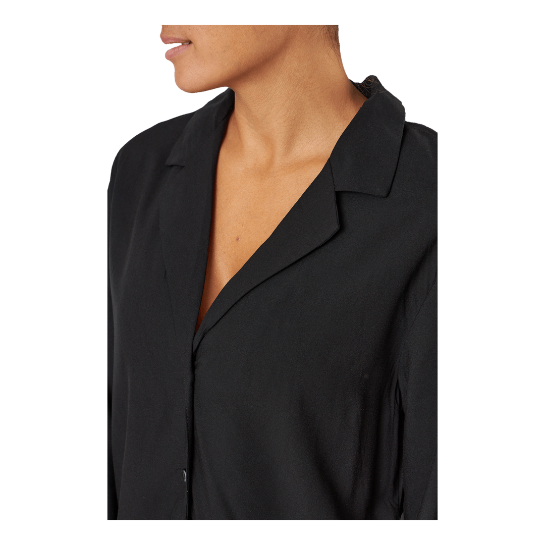 L/s V-neck (button Down) Black