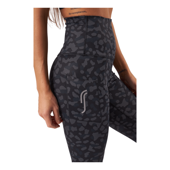 High Waist Tights - Side Pocke Leopard