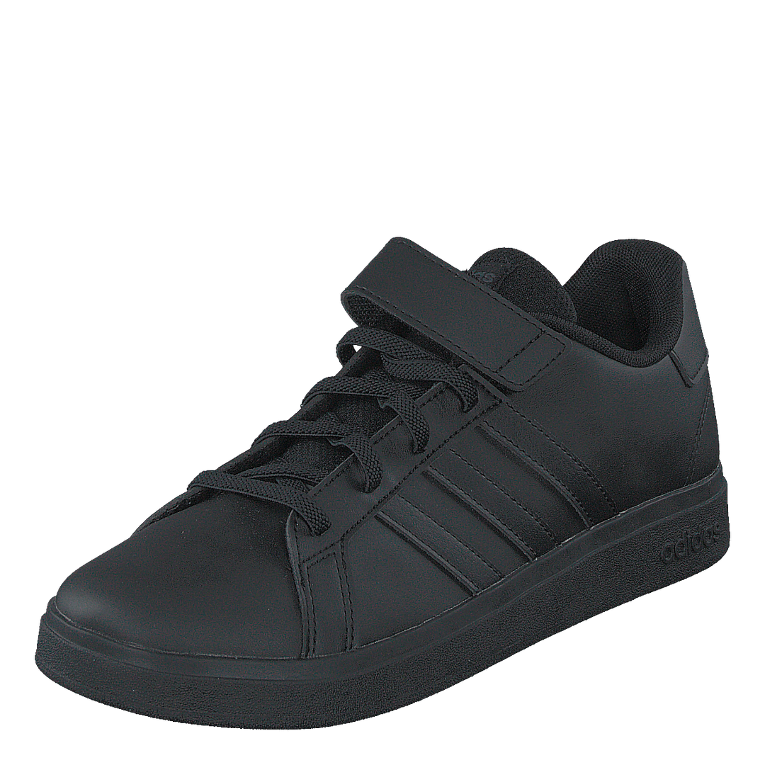 Grand Court Elastic Lace and Top Strap Shoes Core Black / Core Black / Grey Six