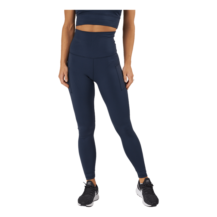 High Waist Tights - Side Pocke Dark Blue