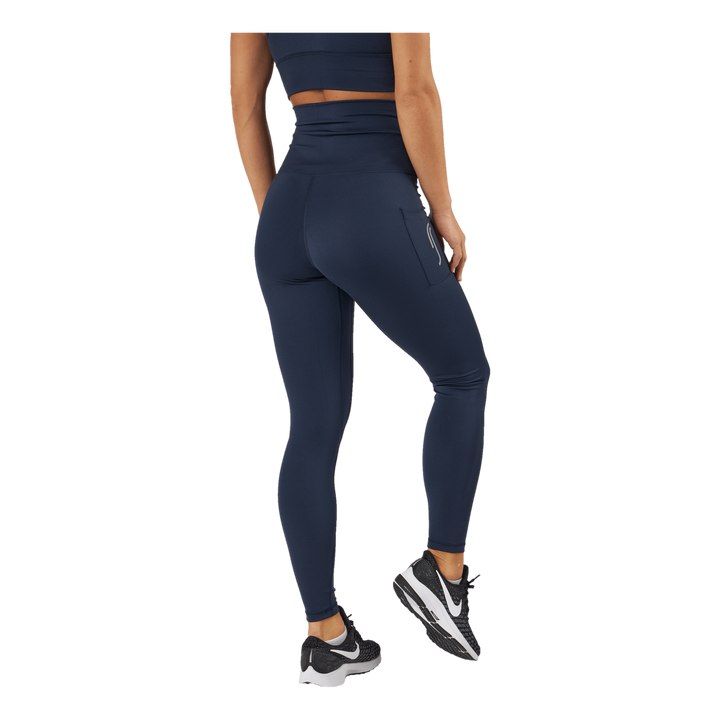 High Waist Tights - Side Pocke Dark Blue
