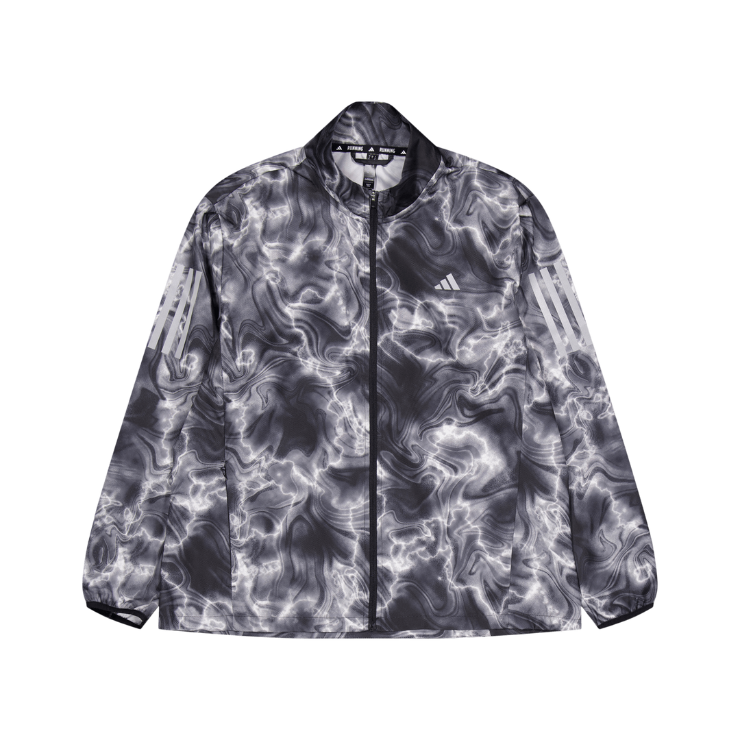 Own the Run Allover Print Hooded Running Windbreaker White