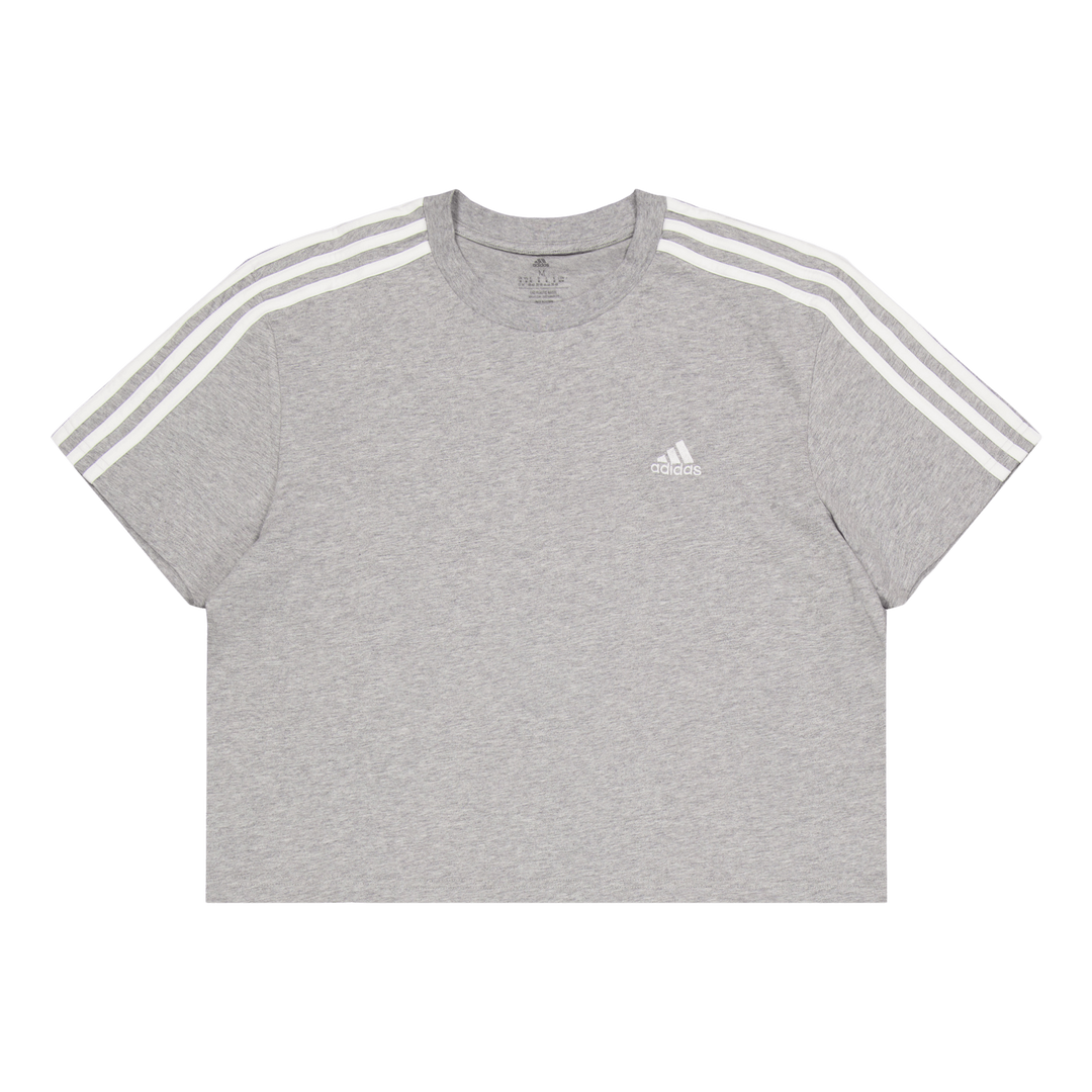 Essentials 3-Stripes Single Jersey Crop Top Medium Grey Heather