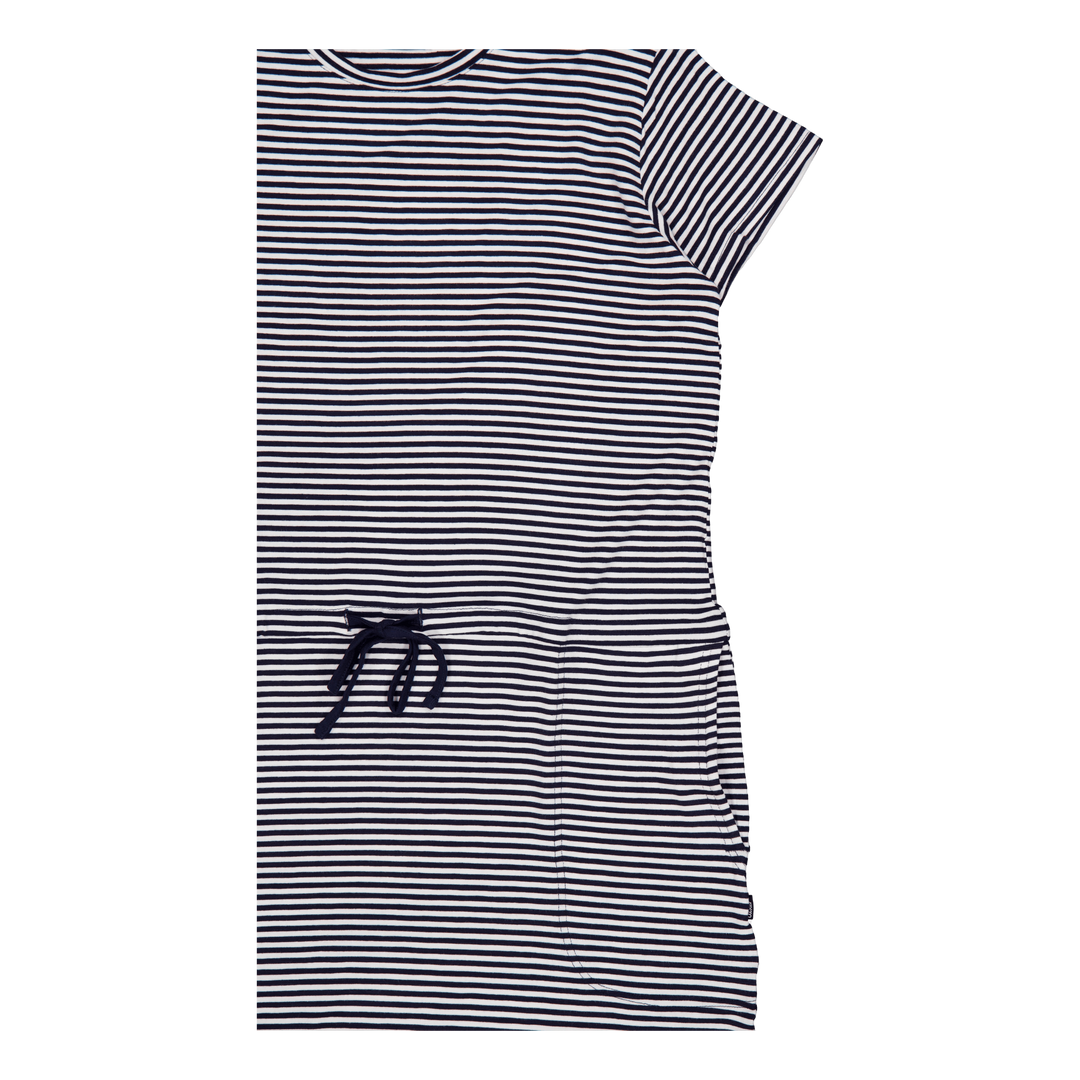 Carmen Dress Navy Stripes