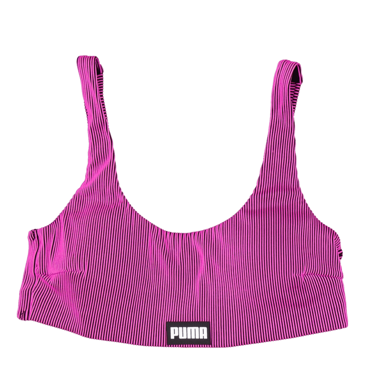 Ribbed Scoop Neck Top Pink/black