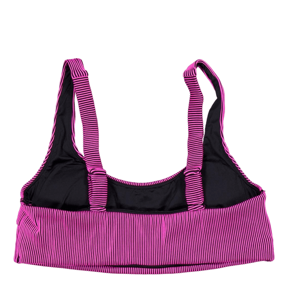 Ribbed Scoop Neck Top Pink/black