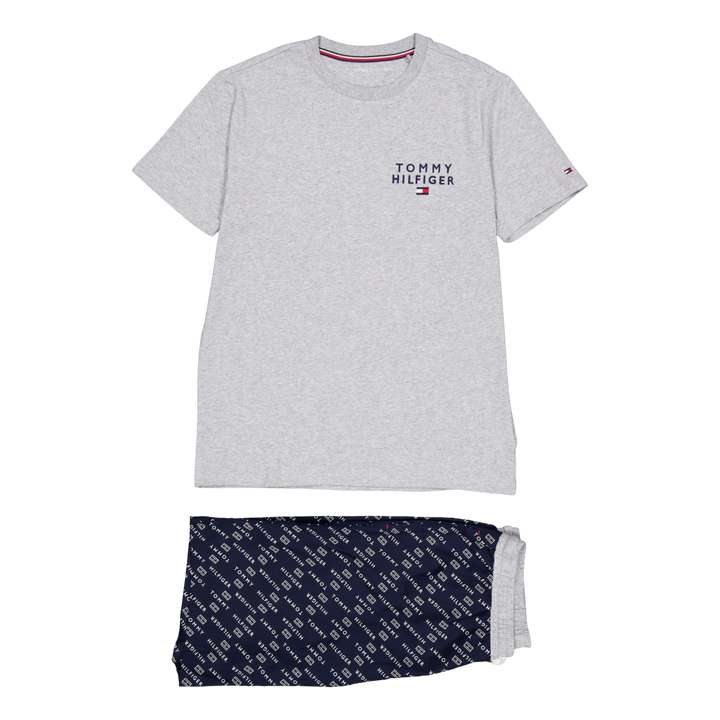 Ss Woven Pj Set Drawstring Diagonal Logo