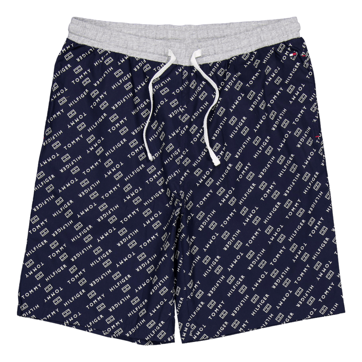 Ss Woven Pj Set Drawstring Diagonal Logo