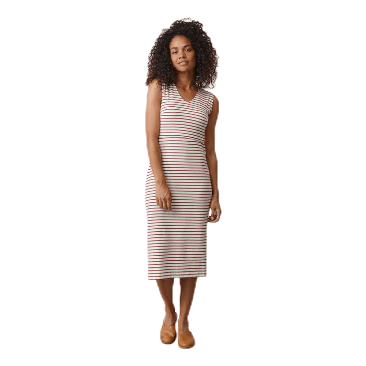 Simone S/L Dress Beige/Red