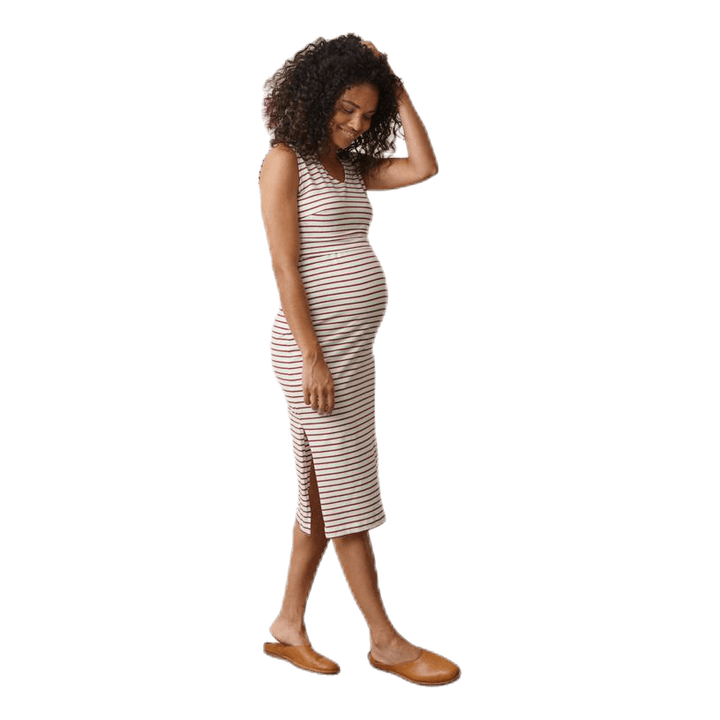 Simone S/L Dress Beige/Red