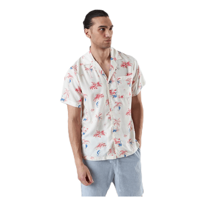 Shirt Short Sleeve Marstrand Monkey Trees White