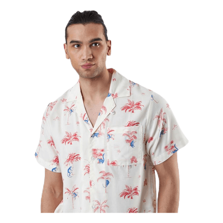 Shirt Short Sleeve Marstrand Monkey Trees White