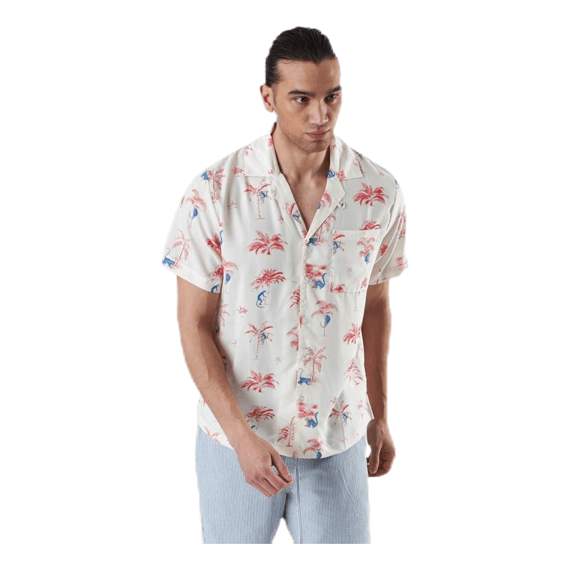 Shirt Short Sleeve Marstrand Monkey Trees White