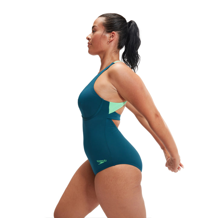 Womens Flex Band Swimsuit With Blue/green