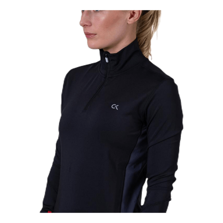 Long Sleeve 1/2 Zip Top Black
