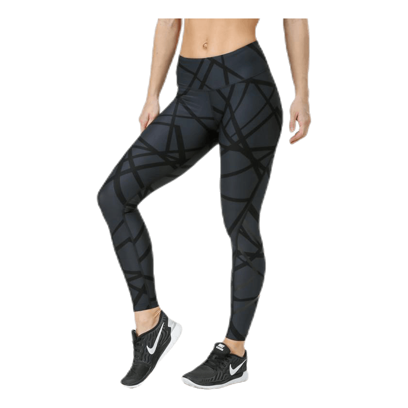 Print Mid-Rise Compression Tights W Black/Grey