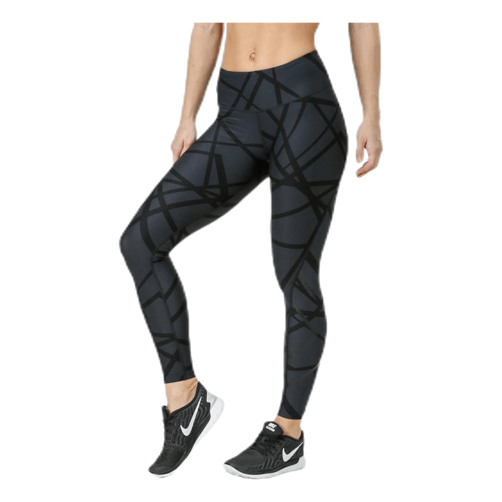 Print Mid-Rise Compression Tights W Black/Grey