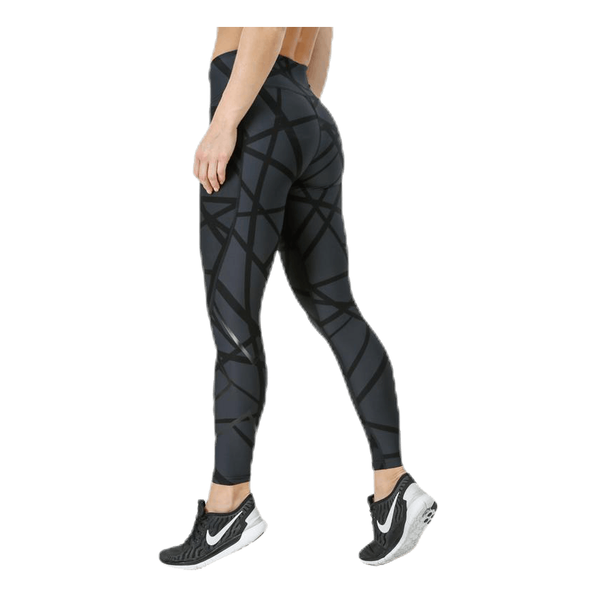 Print Mid Rise Compression Tights W Black Grey Sportamore