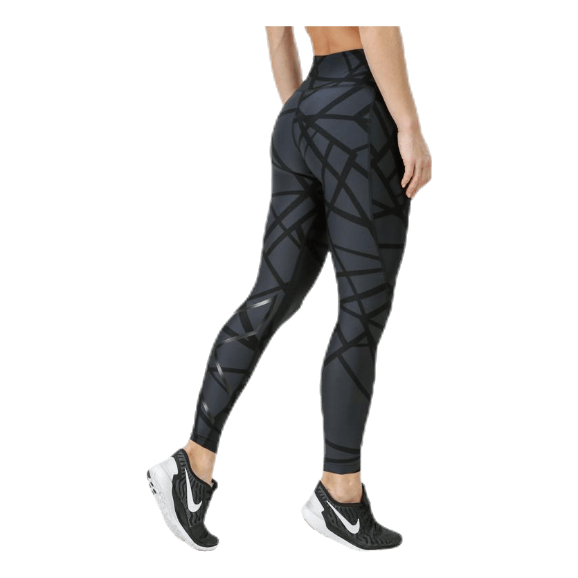 Print Mid-Rise Compression Tights W Black/Grey