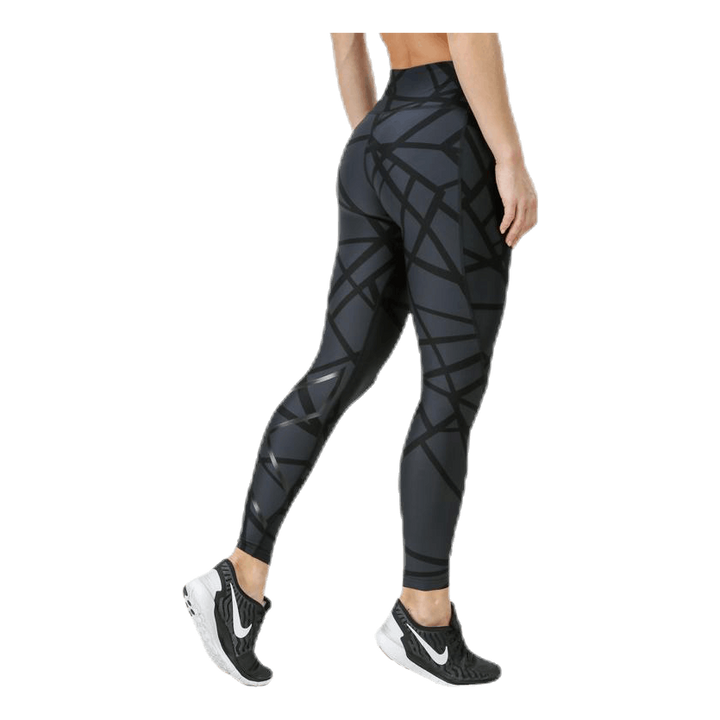 Print Mid-Rise Compression Tights W Black/Grey