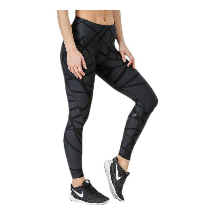 Print Mid-Rise Compression Tights W Black/Grey