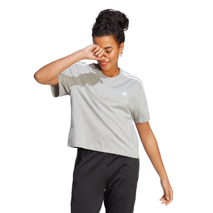 Essentials 3-Stripes Single Jersey Crop Top Medium Grey Heather