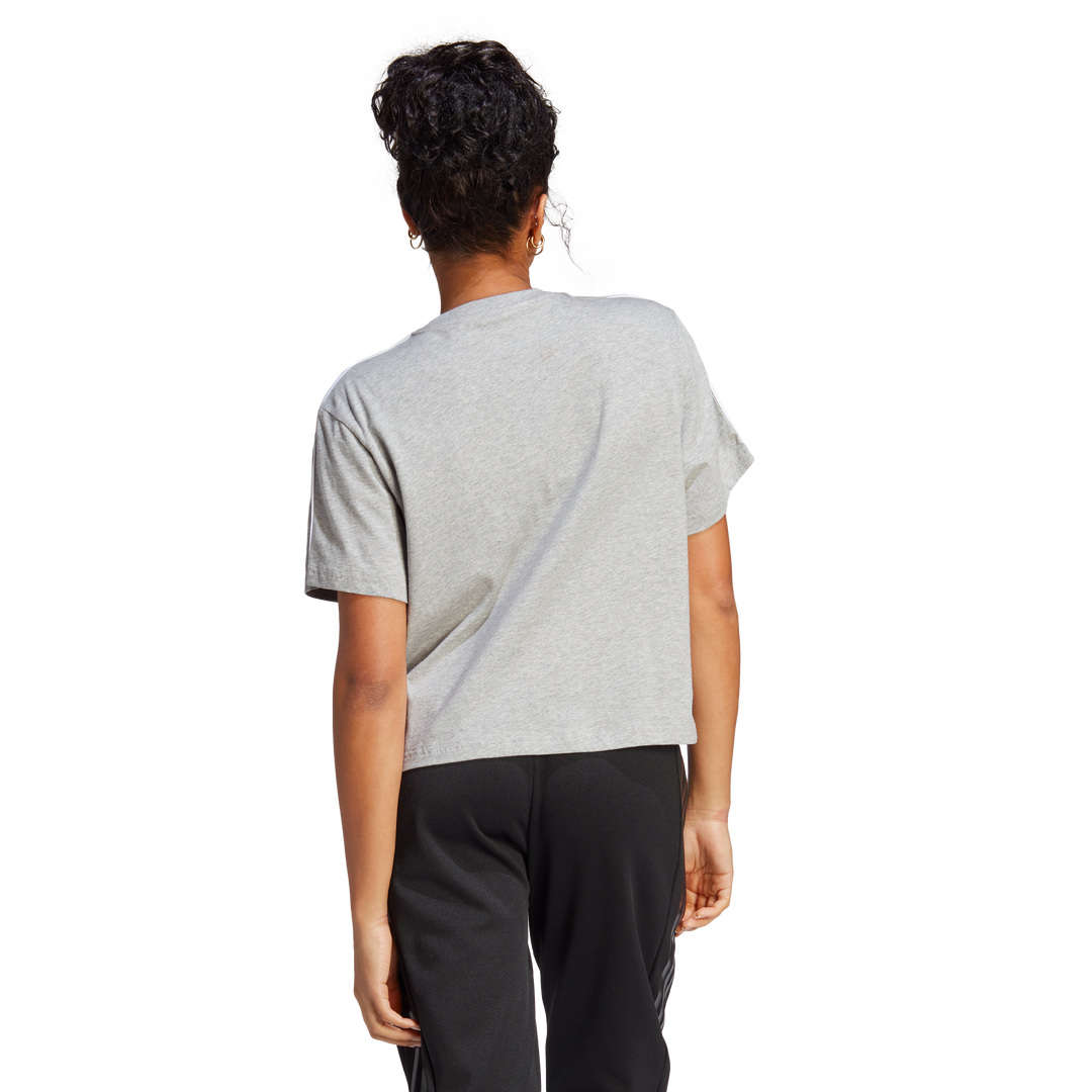 Essentials 3-Stripes Single Jersey Crop Top Medium Grey Heather
