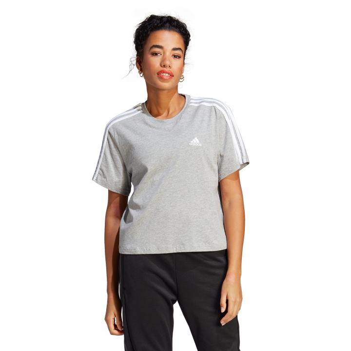 Essentials 3-Stripes Single Jersey Crop Top Medium Grey Heather