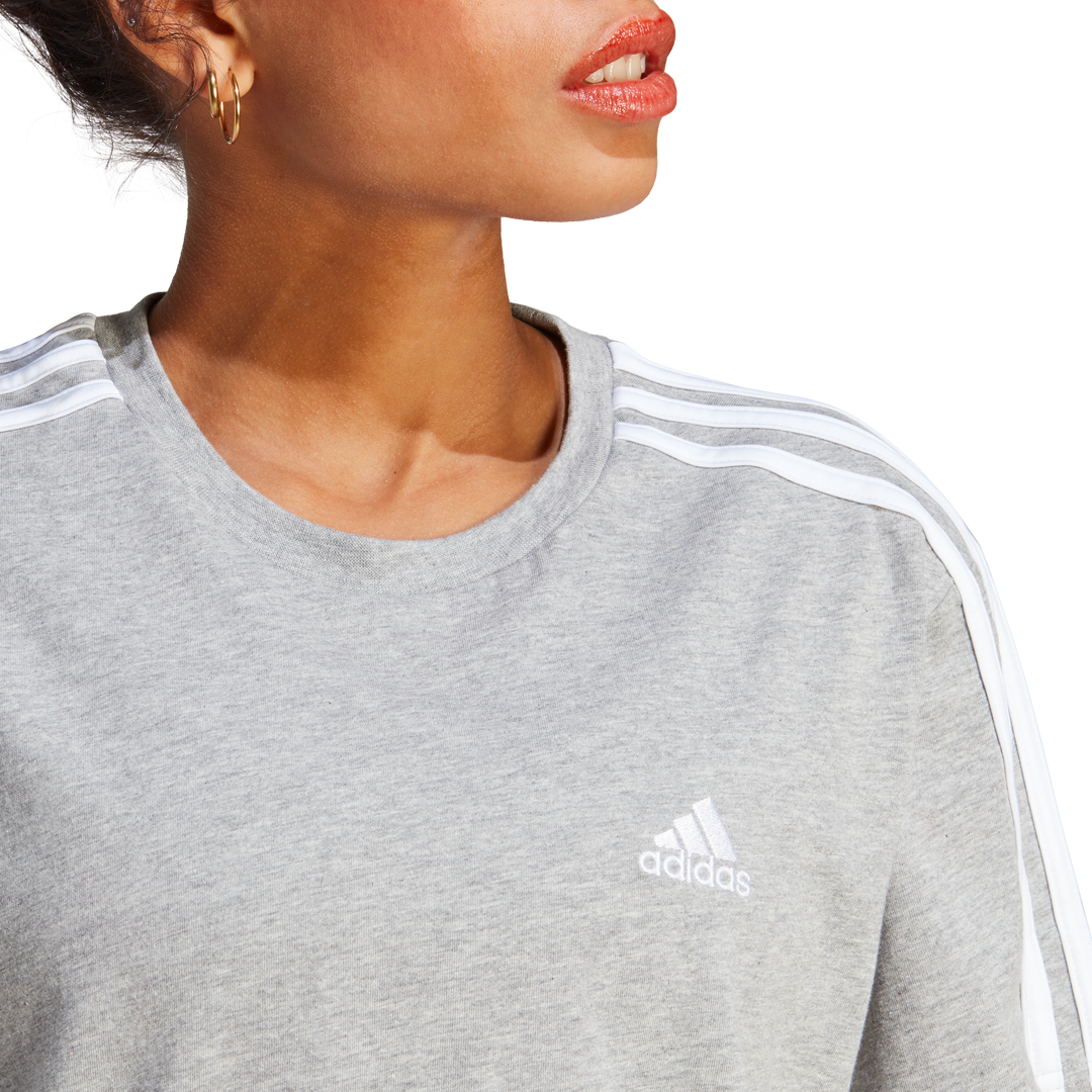 Essentials 3-Stripes Single Jersey Crop Top Medium Grey Heather