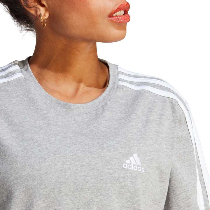 Essentials 3-Stripes Single Jersey Crop Top Medium Grey Heather