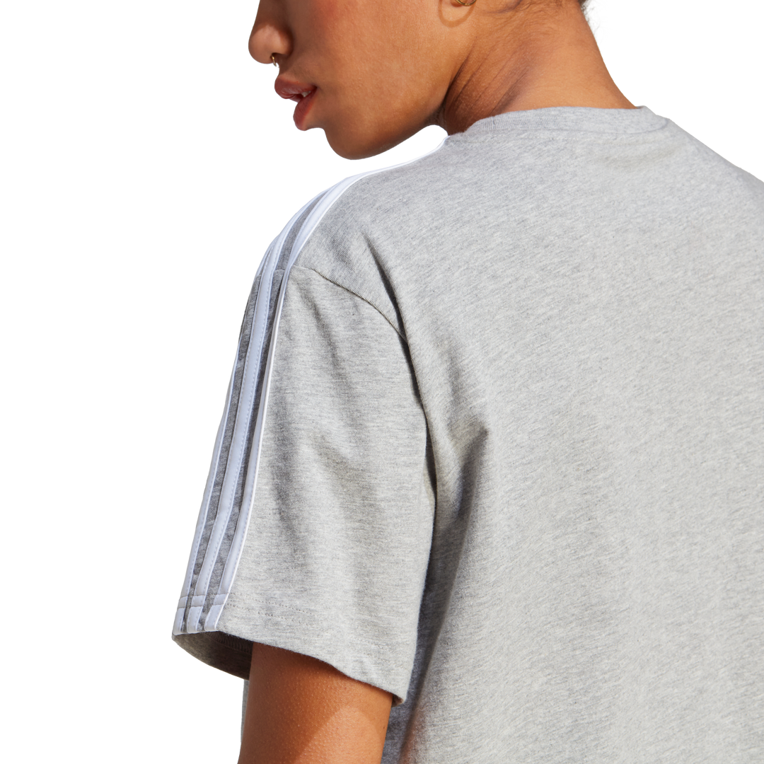 Essentials 3-Stripes Single Jersey Crop Top Medium Grey Heather
