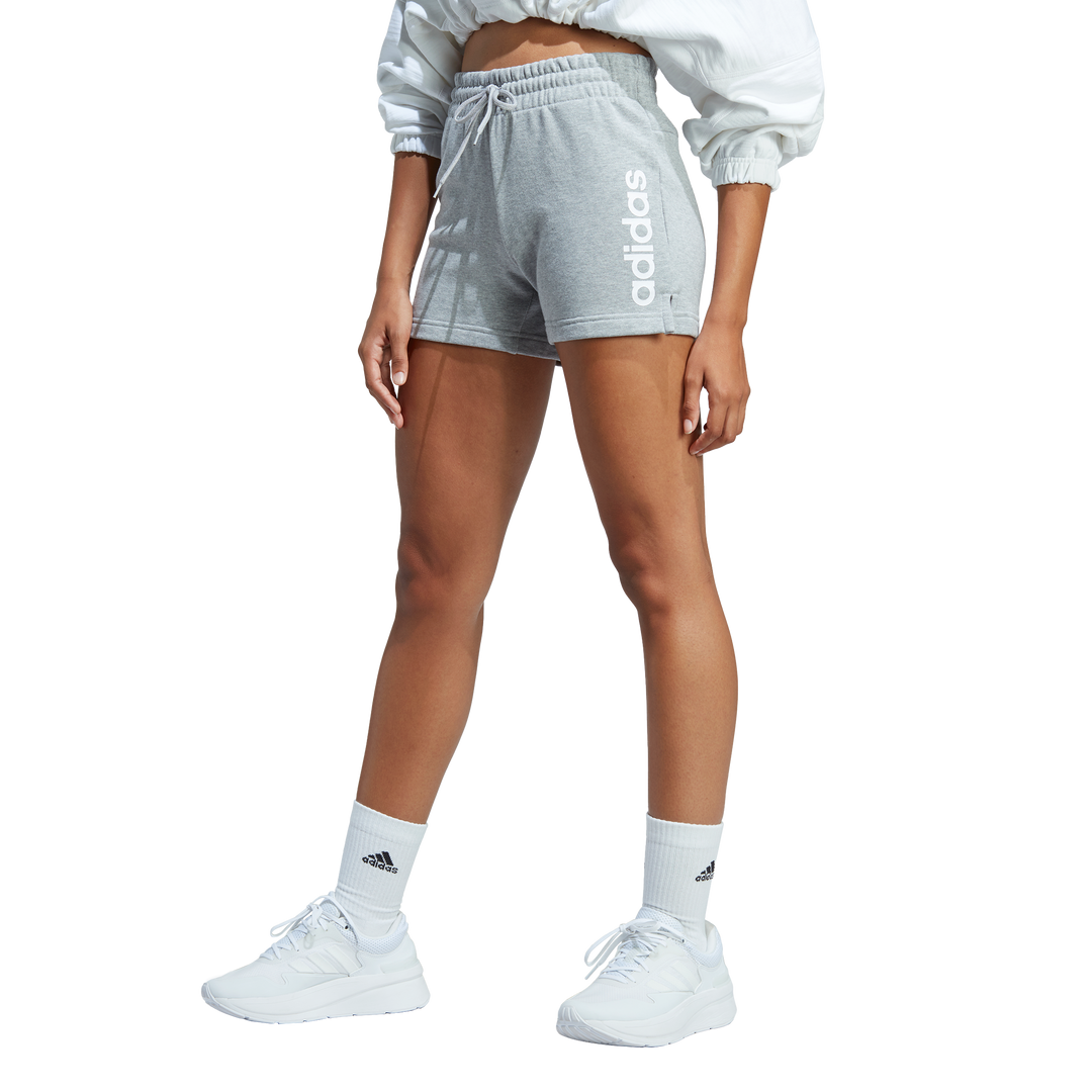 Essentials Linear French Terry Shorts Medium Grey Heather / White