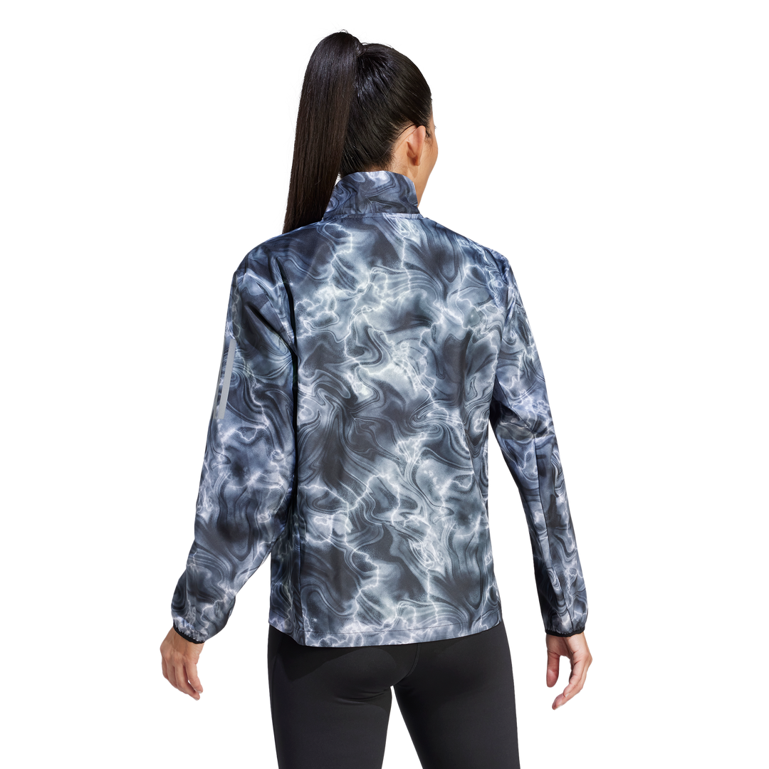 Own the Run Allover Print Hooded Running Windbreaker White