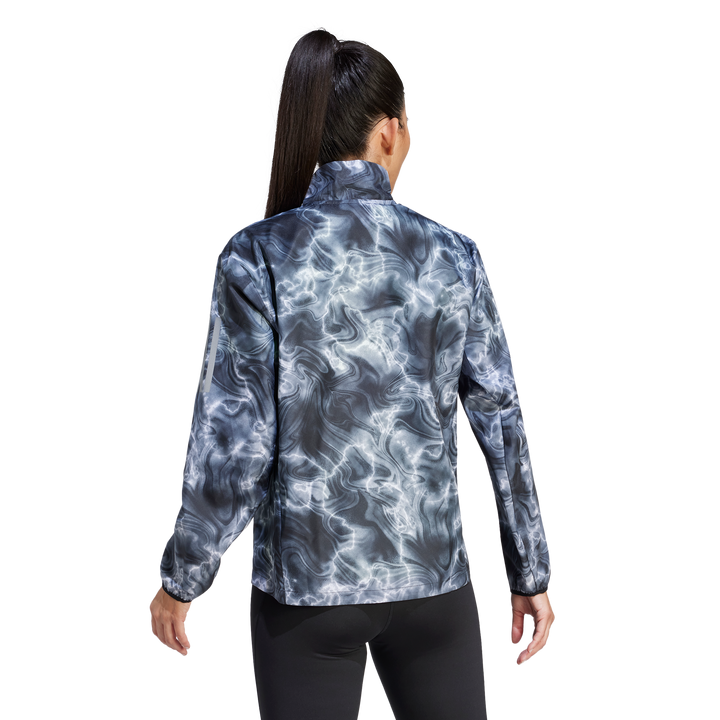 Own the Run Allover Print Hooded Running Windbreaker White