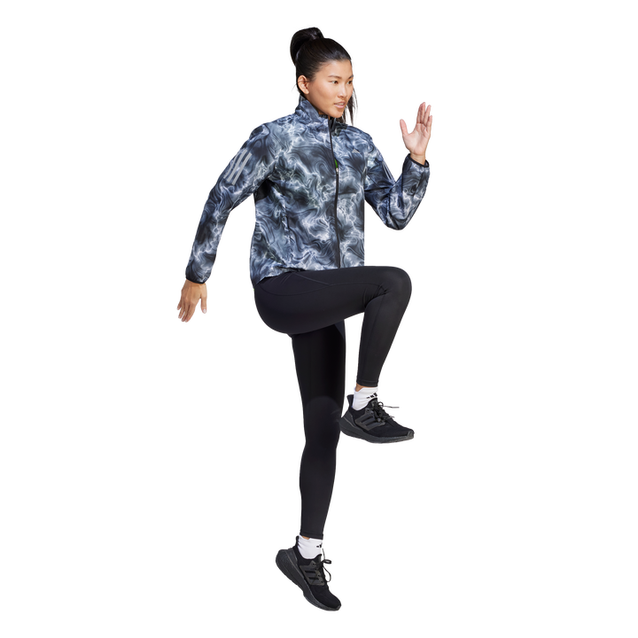 Own the Run Allover Print Hooded Running Windbreaker White