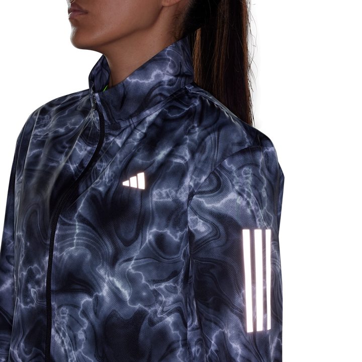 Own the Run Allover Print Hooded Running Windbreaker White