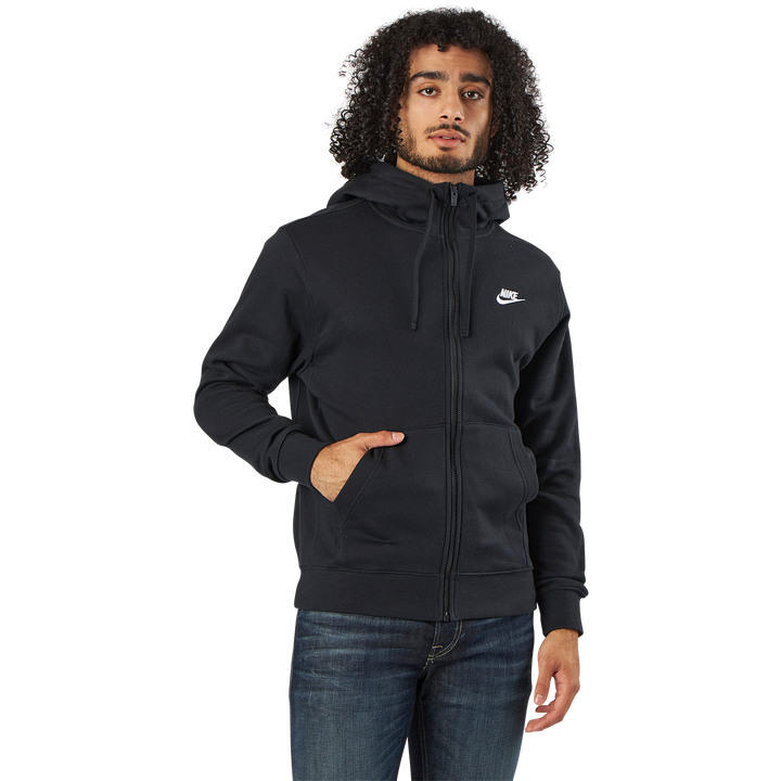Sportswear Club Fleece Men's Full-Zip Hoodie BLACK/BLACK/WHITE