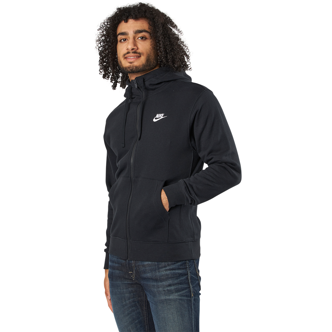 Sportswear Club Fleece Men's Full-Zip Hoodie BLACK/BLACK/WHITE