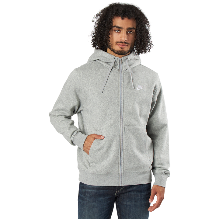 Sportswear Club Fleece Men's Full-Zip Hoodie DK GREY HEATHER/MATTE SILVER/WHITE