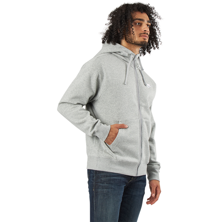 Sportswear Club Fleece Men's Full-Zip Hoodie DK GREY HEATHER/MATTE SILVER/WHITE