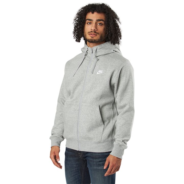 Sportswear Club Fleece Men's Full-Zip Hoodie DK GREY HEATHER/MATTE SILVER/WHITE