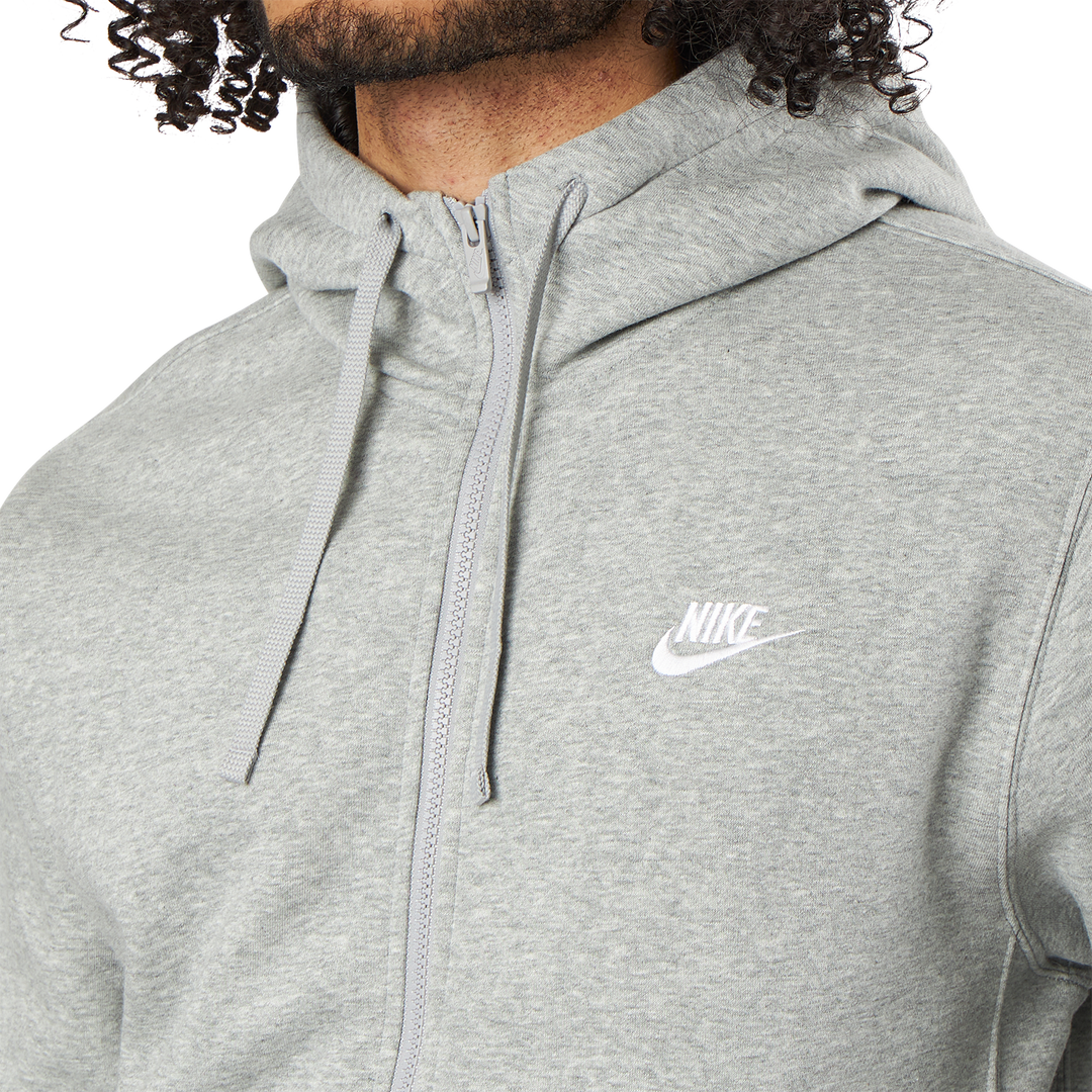 Sportswear Club Fleece Men's Full-Zip Hoodie DK GREY HEATHER/MATTE SILVER/WHITE