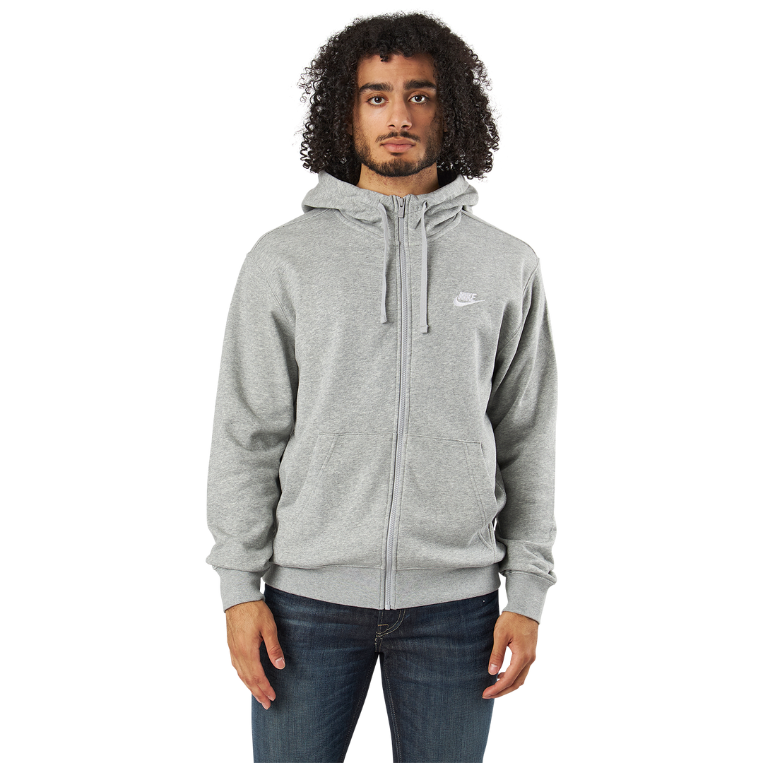 Sportswear Club Men's Full-Zip Hoodie DK GREY HEATHER/MATTE SILVER/WHITE