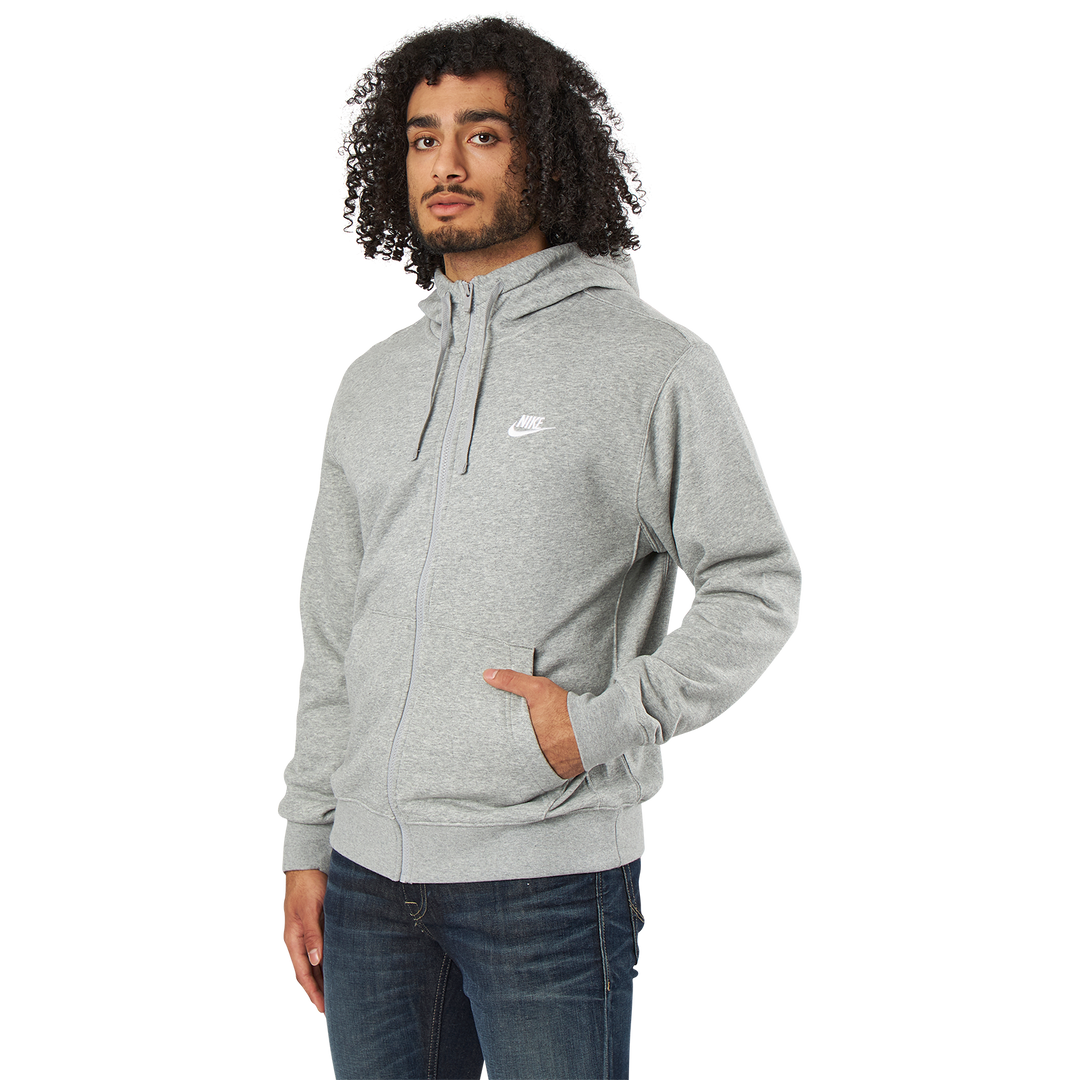 Sportswear Club Men's Full-Zip Hoodie DK GREY HEATHER/MATTE SILVER/WHITE